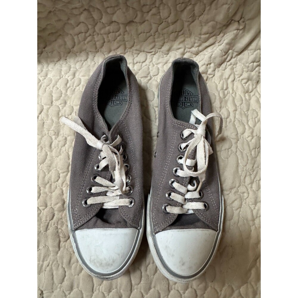 Harley-Davidson Women's sIZE 8.5 Torland Grey Canvas Low-Top Sneakers (D83501)